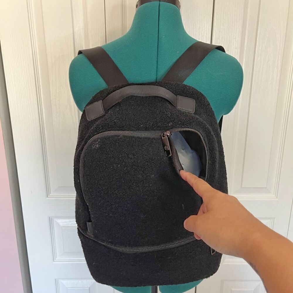 Lululemon City Adventurer Mini Wool Sherpa Shearling Fleece Zip Backpack - Picture 2 of 16